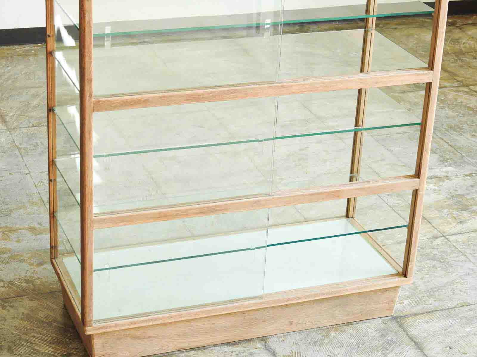 配送先屋号必須】オーク材 5面ガラスのふるいカウンターショーケース 